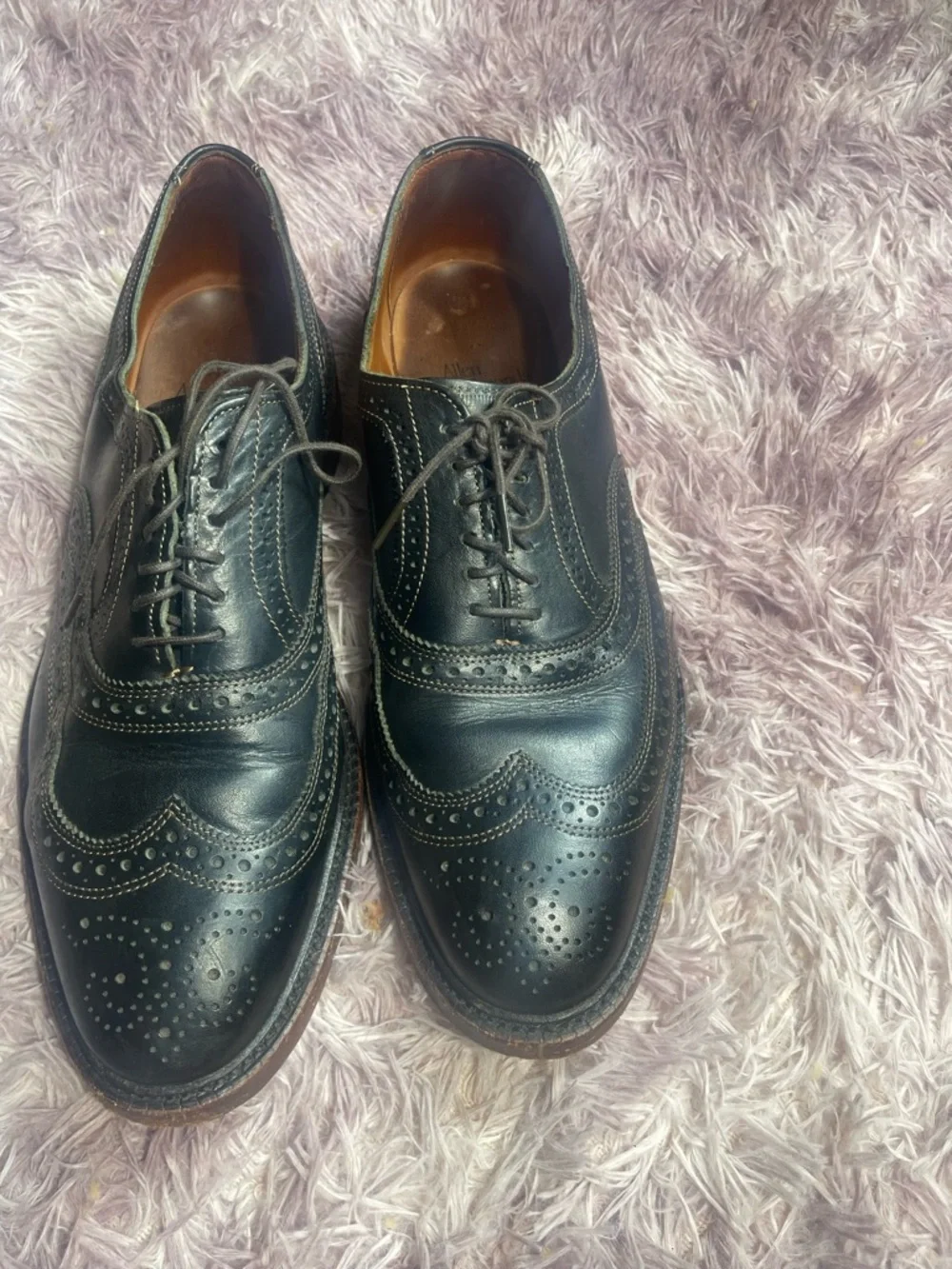 ALLEN‎ EDMONDS McTavish Size 11D Black Leather Oxford Lace Up Wingtip Shoes